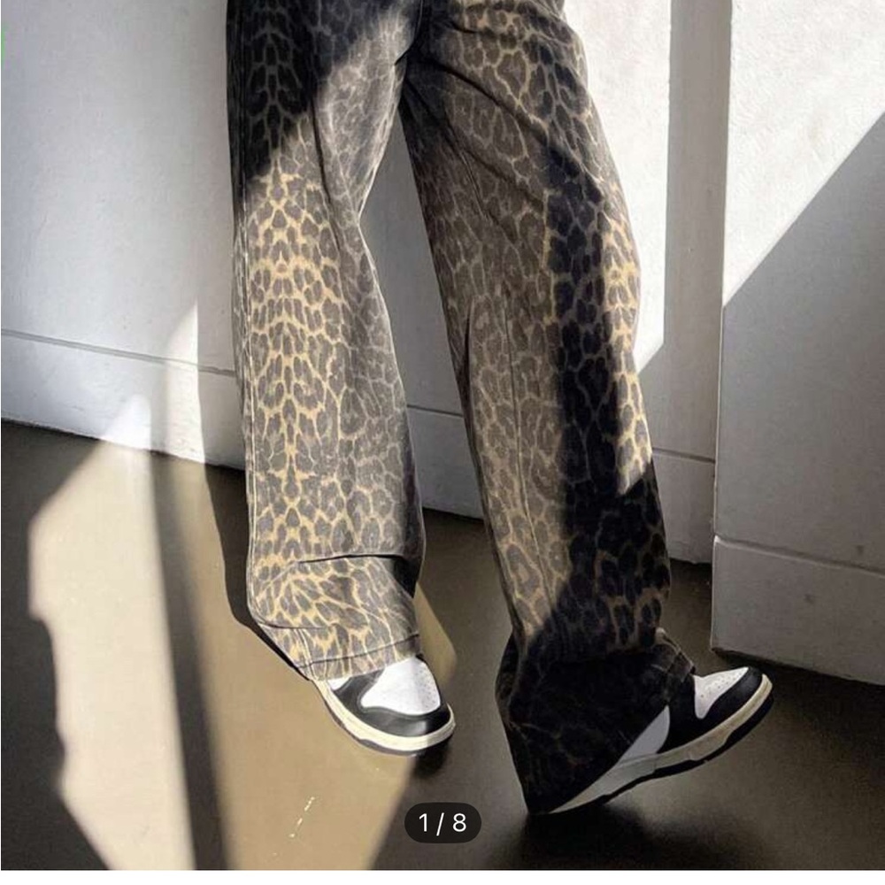 Leopard Print Wide-Leg Pants